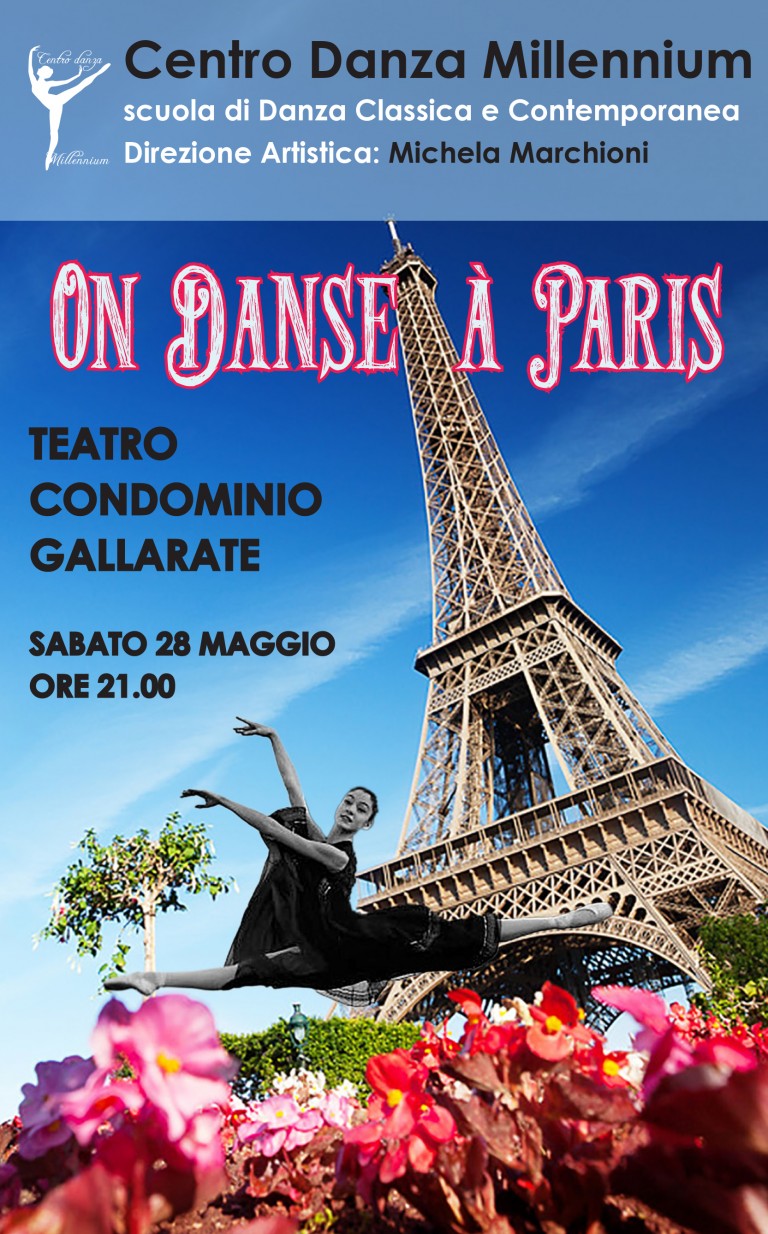 Locandina On Dance à Paris con ballerina di danza classica al centro